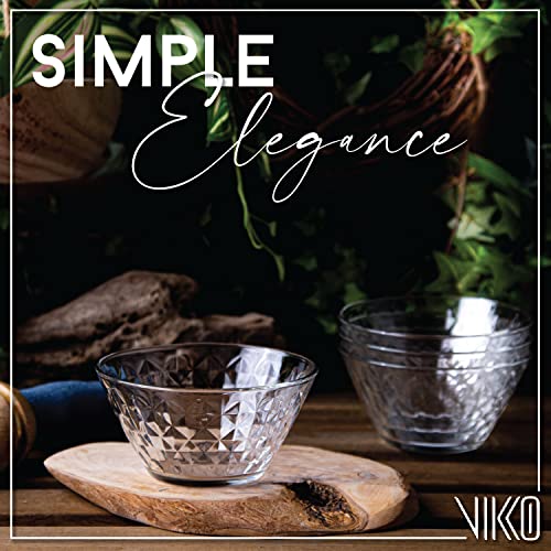 Vikko Glass Bowls, Set of 12 Decorative Glass Dessert Bowls, 11.75 Ounce Glass Dish for Dessert, Candy, Kitchen Prep, Dishwasher Safe