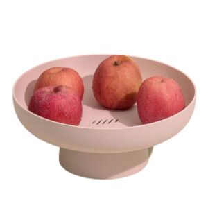 onefitow fruit bowl fruit basket for kitchen countertop kitchen storage baskets stand organization, decor centerpiece for kitchen counter or dining room tables (pink)