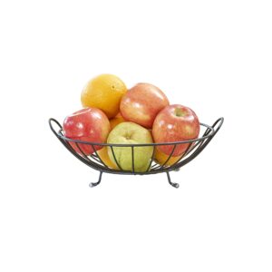 spectrum yumi arched fruit bowl server (black) | dining table & kitchen counter organizer, modern fruit basket stand | yumi collection