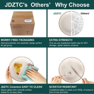 JDZTC Pasta Bowls set of 4 Medium white italian flat serving salad bowl set 8 inch Ceramic Dinner Plates (Wave-white)