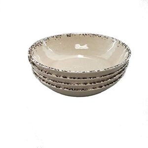 LOK-OSEMILE Gourmet Art Crackle 9" Melamine pasta Bowls - Ivory 45 Ounce - Set of 4