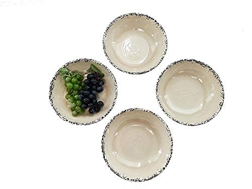 LOK-OSEMILE Gourmet Art Crackle 9" Melamine pasta Bowls - Ivory 45 Ounce - Set of 4