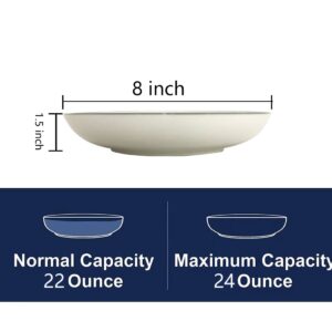 LAKistagu White Pasta Serving Bowls 24 Ounce,White Ceramic Cute Japanese Salad Dinner Bowl Plates.8 Inch Porcelain Pasta Shallow Bowl Deep Plate.(Round Cat)