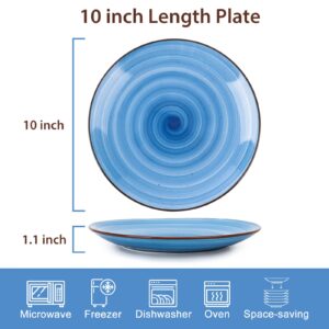 KitchenTour Large Ceramic Pasta Bowls with 10 Inch Large Dinner Plates Set of 6