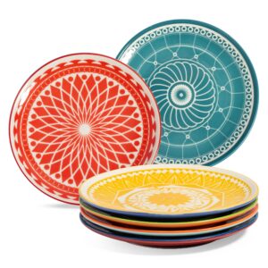 Annovero Dessert Plates, Serving Bowls, Pasta Bowls. Cute and Colorful Porcelain Dishes for Kitchen, Microwave and Oven Safe. Bundle