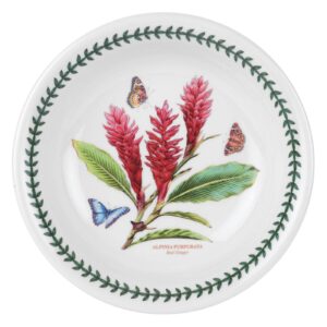 portmeirion exotic botanic garden 8.5 inch pasta bowl with red ginger motif | dishwasher, microwave, and oven safe | for pasta, soups, and salads | made in england