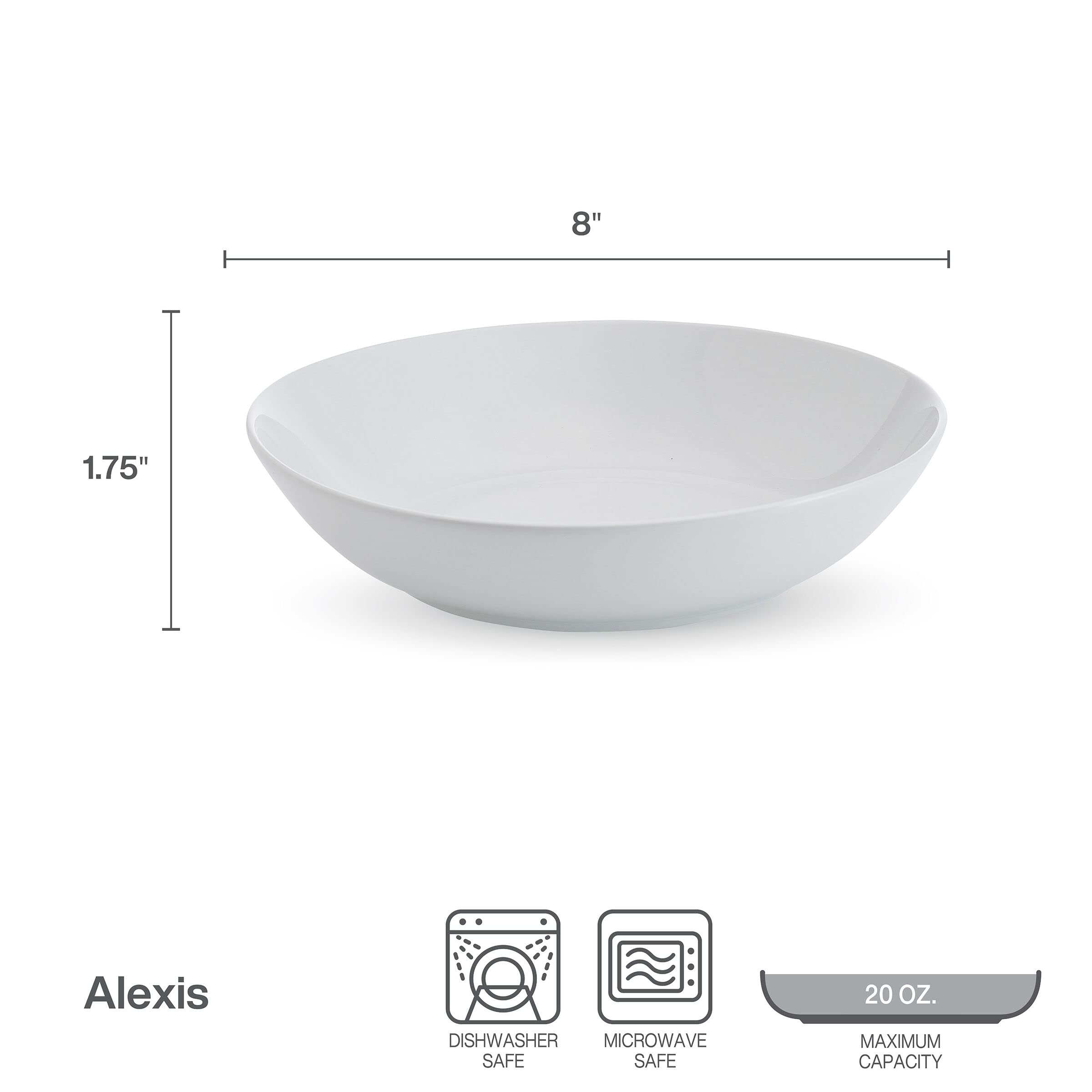 Studio Nova Alexis Set of 4 Pasta Bowls, 8 Inch, 20 Ounce, White