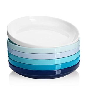 Sweese 118.003 Porcelain Stackable Salad Pasta Bowls - 22 Ounce - Set of 6, Cool Assorted Colors