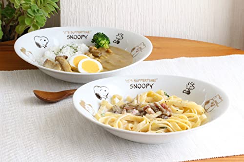 シミズ陶業(Shimizutougyou) Brownpal Snoopy Curry Pasta Plate, Set of 2