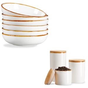onemore 30 oz pasta bowls and ceramic canisters bundle