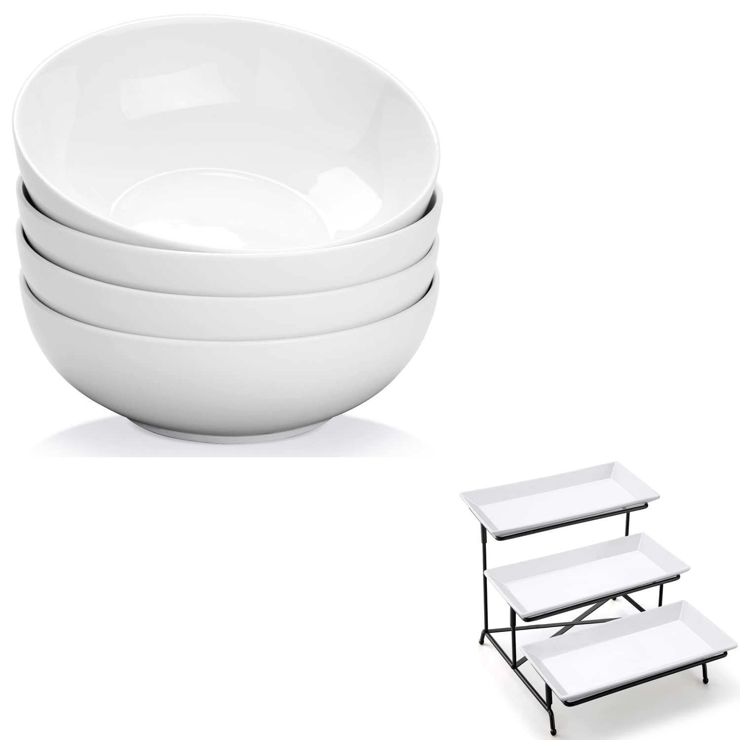 Yedio 45 oz Pasta Bowls 3 Tier Serving Tray