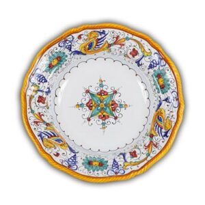arte d'italia imports hand painted italian ceramic raffaellesco fluted soup / pasta bowl - handmade in deruta