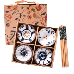 ceramic rice bowls and chopstick set of 4,a good gift for friend and family (rs)