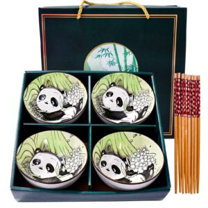 ceramic rice bowls set, lovely panda bowl serving soup rice, as a good gift (4)