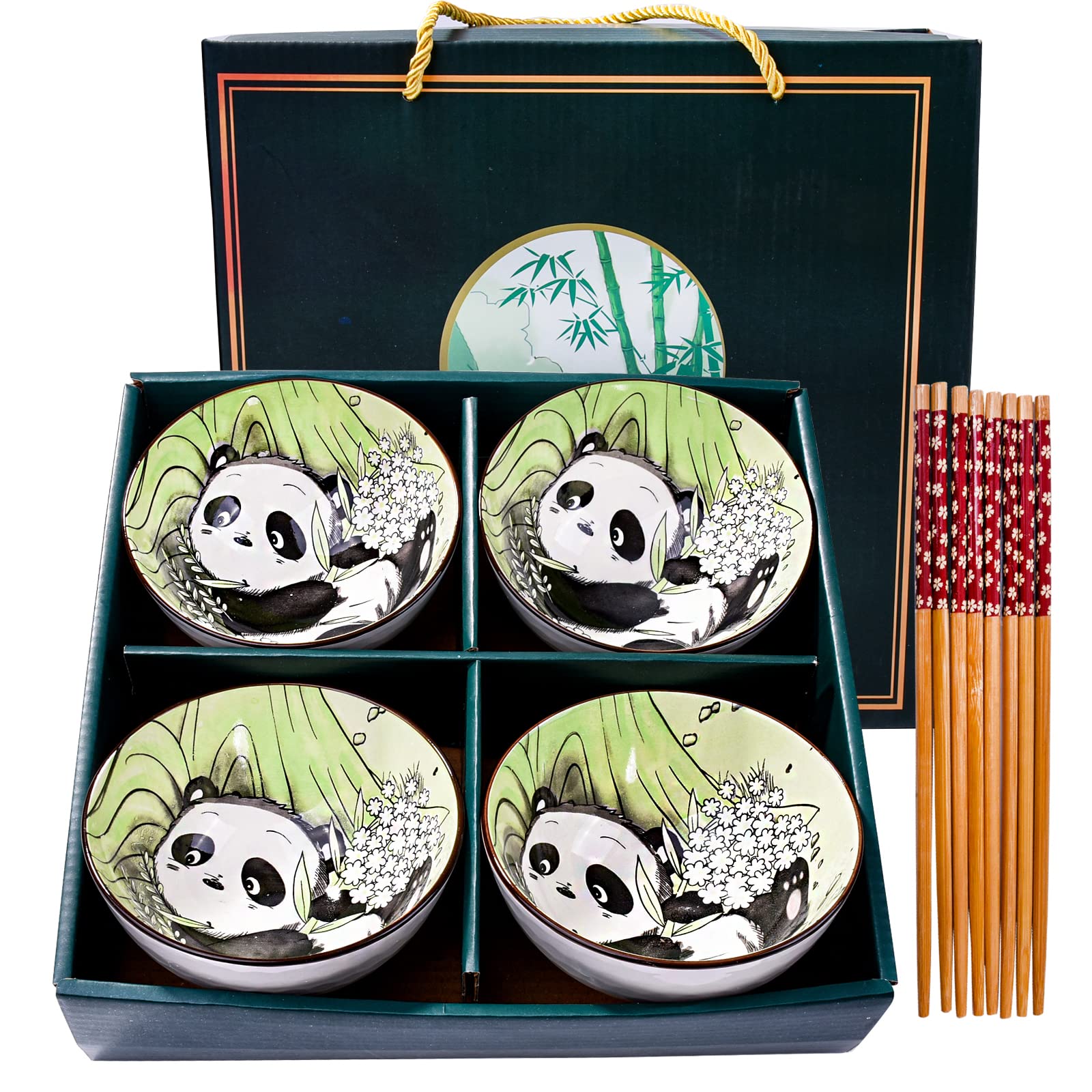 Ceramic Rice Bowls set, Lovely Panda Bowl Serving Soup Rice, As a Good Gift (4)