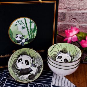 Ceramic Rice Bowls set, Lovely Panda Bowl Serving Soup Rice, As a Good Gift (4)