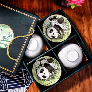 Ceramic Rice Bowls set, Lovely Panda Bowl Serving Soup Rice, As a Good Gift (4)