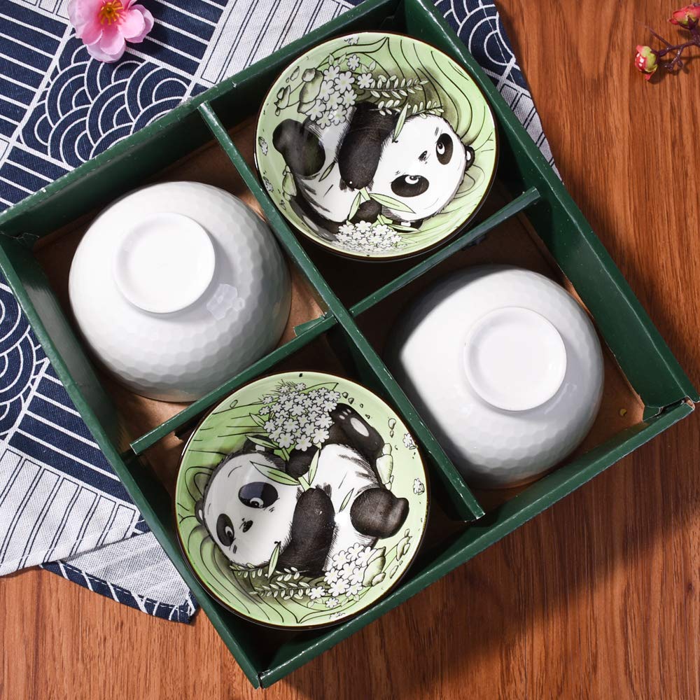 Ceramic Rice Bowls set, Lovely Panda Bowl Serving Soup Rice, As a Good Gift (4)