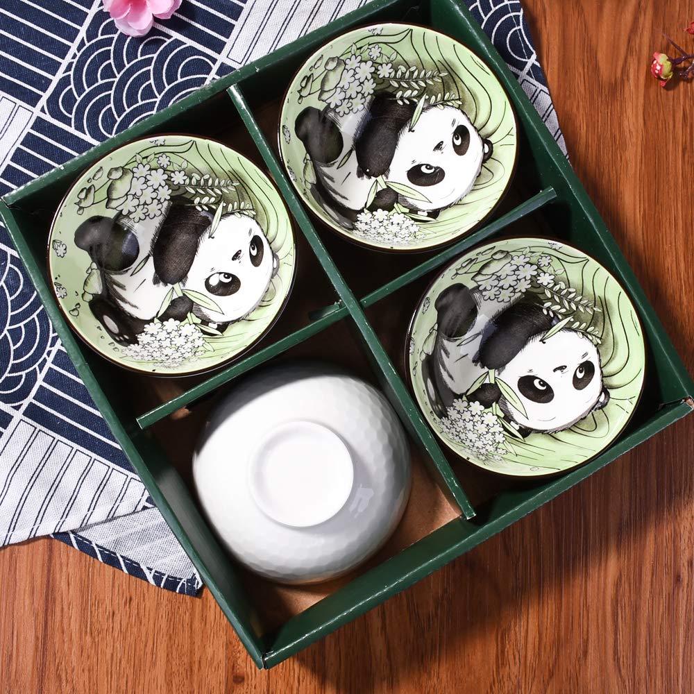 Ceramic Rice Bowls set, Lovely Panda Bowl Serving Soup Rice, As a Good Gift (4)