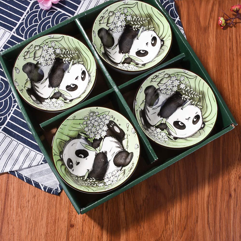 Ceramic Rice Bowls set, Lovely Panda Bowl Serving Soup Rice, As a Good Gift (4)