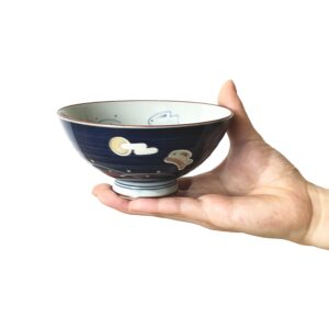 MINO WARE JAPAN Traditional Style Japanese Ceramics Rice Bowl Chawan Pottery, Dishwasher Microwave Safe Made in Japan (Totoya Usagi, Medium (oohira))