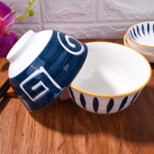 Cerficer Japanese Rice Bowls set, Ceramic Rice Bowls set of 4 for Rice Soup Oats