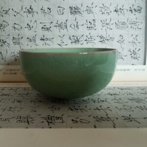 Bowl Celadon Glazed Chinese Rice 4.5Inch with Cracking(1, Army Green)