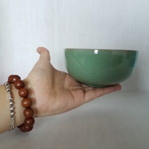 Bowl Celadon Glazed Chinese Rice 4.5Inch with Cracking(1, Army Green)