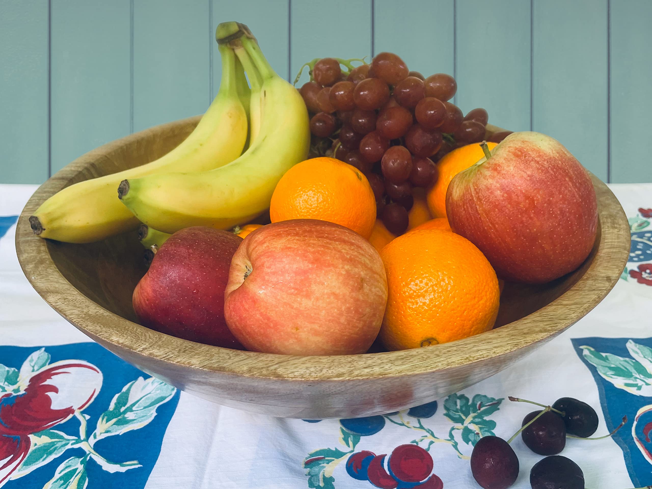 Fairwood Way Wooden Salad Bowl Set - 15" Extra Large Wooden Salad Bowl with Serving Utencils - Large 15 Inch Rustic Mango Wood Bowl, Salad Servers Included