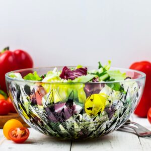 glass bowl, decorative diamond design bowls for kitchen & home décor, centerpiece table decorations great for dining, living room décor, serving bowls, salad bowl, pasta bowls, candy bowl, fruit bowl.