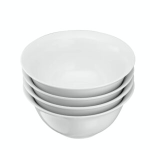 KooK 41 Oz Large Deep Bowls, Ceramic White Bowl for Noodle, Ramen, Pasta, Cereal, Fruit Porcelain kitchen, Microwave and Dishwasher Safe, 7.5 Inches, Set of 4,