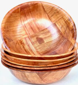 united brands usa wood wooden salad bowl set 6 (8 inches)