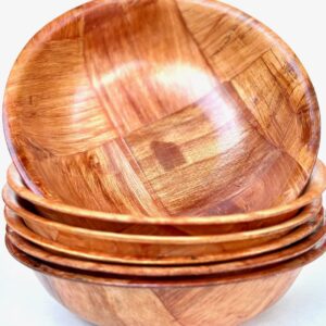 United Brands USA Wood Wooden Salad Bowl Set 6 (8 inches)