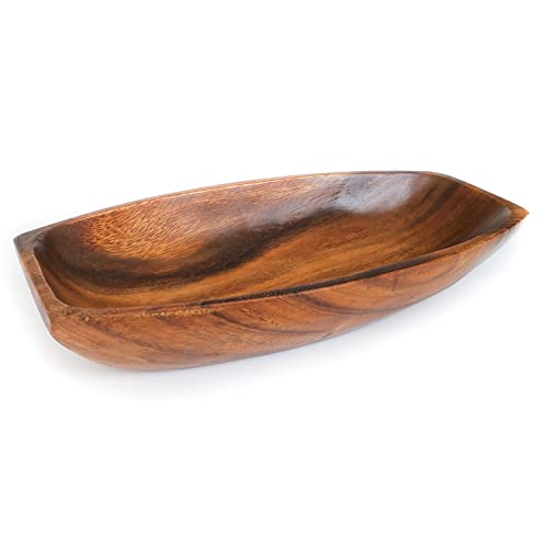 M/W Master's Workshop Acacia Wood Bowl-For Salad,Bread and Decor-Large Rectangular Serving Bowl 12 inch x 6 inch x 2 inch