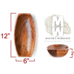 M/W Master's Workshop Acacia Wood Bowl-For Salad,Bread and Decor-Large Rectangular Serving Bowl 12 inch x 6 inch x 2 inch