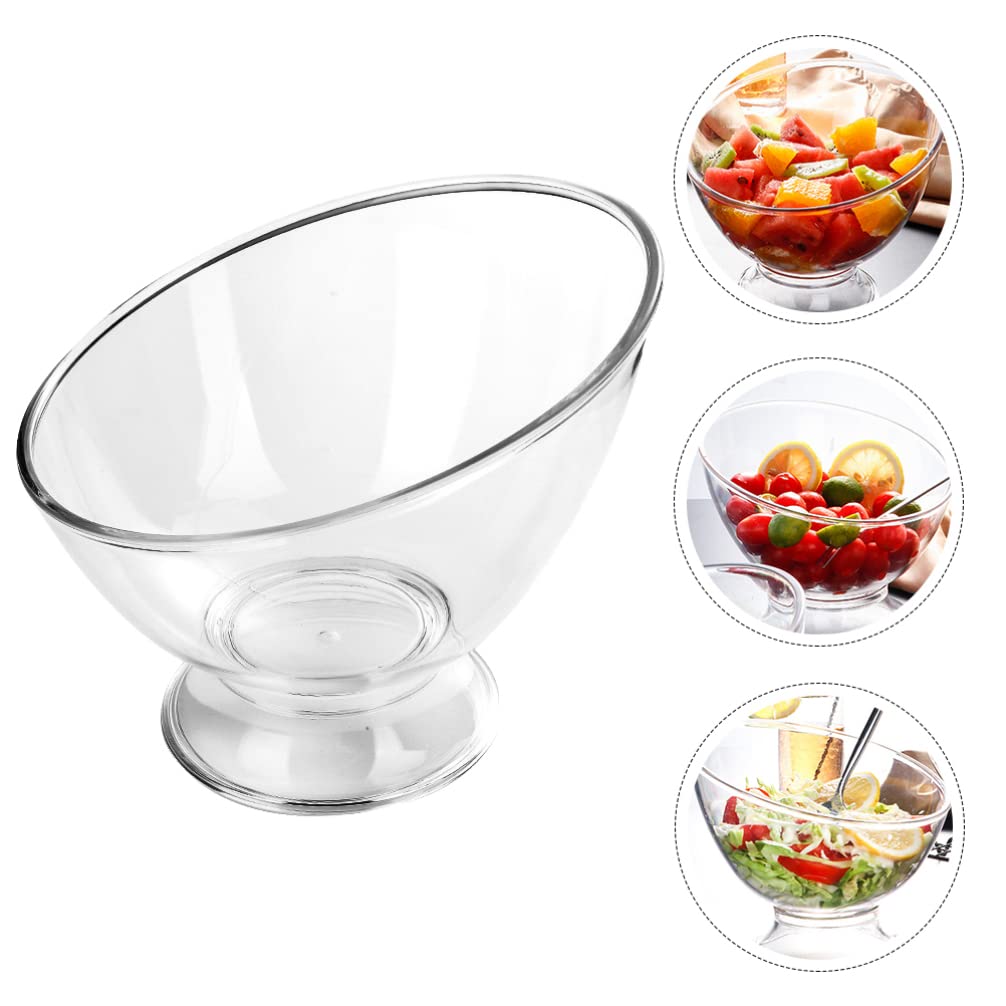 Housoutil Angled Salad Bowls Plastic Round Serving Bowls Footed Trifle Bowl Dessert Cups Sundae Ice Cream Bowls Chips Bowls for Candy Snacks Fruit Mixing Bowl