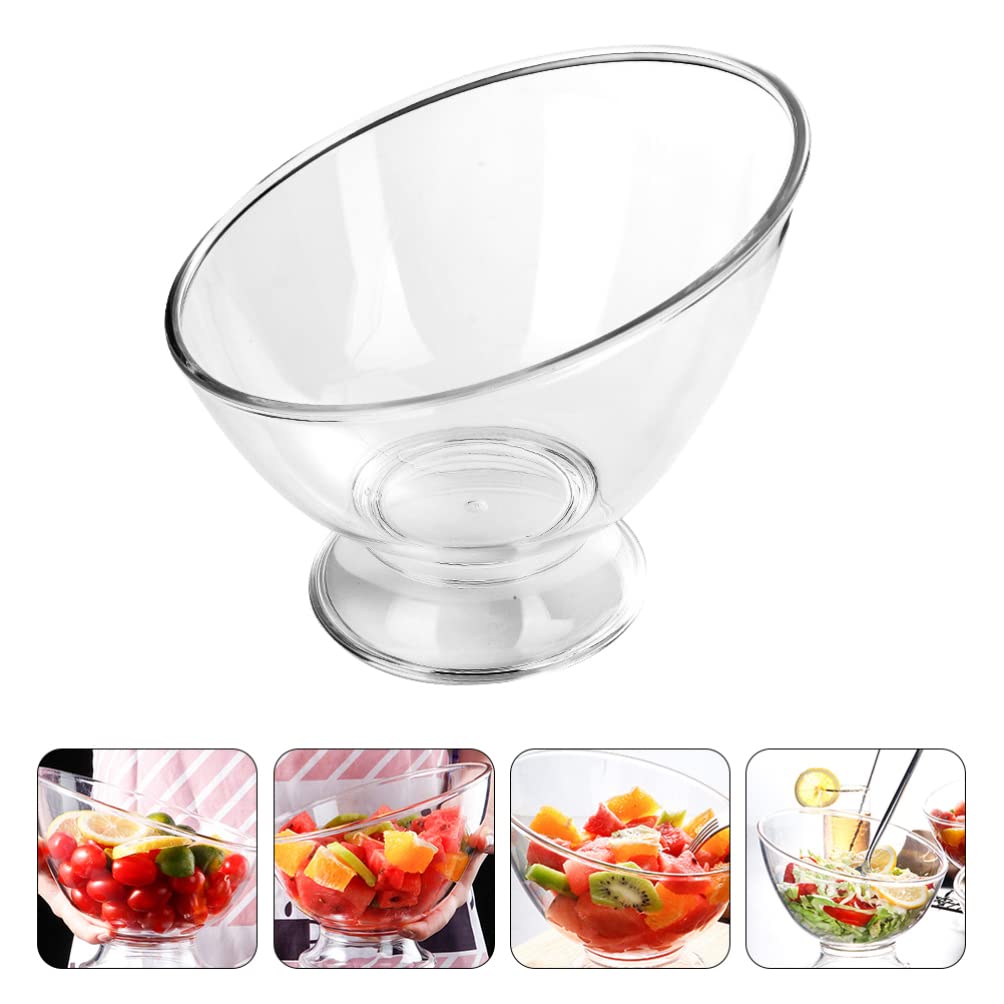 Housoutil Angled Salad Bowls Plastic Round Serving Bowls Footed Trifle Bowl Dessert Cups Sundae Ice Cream Bowls Chips Bowls for Candy Snacks Fruit Mixing Bowl