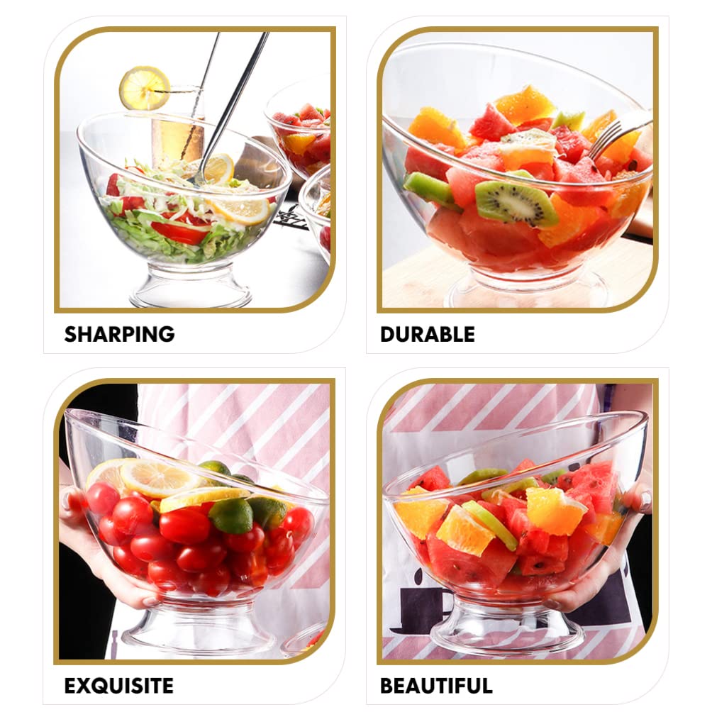 Housoutil Angled Salad Bowls Plastic Round Serving Bowls Footed Trifle Bowl Dessert Cups Sundae Ice Cream Bowls Chips Bowls for Candy Snacks Fruit Mixing Bowl