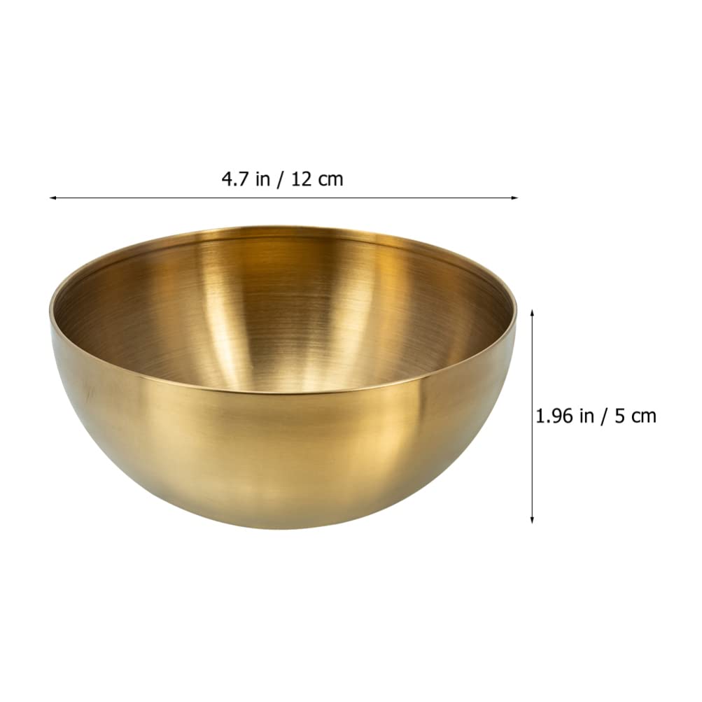 Cabilock 2pcs Korean Stainless Steel Bowls Metal Serving Bowl Small Mixing Bowl Kitchen Prep Bowl for Salad Cereal Noodle Ramen Pasta Snacks 12cm Golden