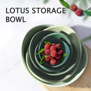 Decorative Lotus Bowl Unique Ceramic Bowl for Salad Ideal for Home and Restaurant (Green)