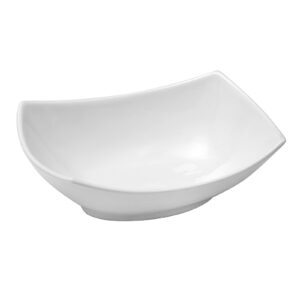Cedilis 4 Pack Porcelain Serving Bowls, Rectangular Ceramic Salad Bowls, White Side Dishes for Veggie, Potatoes and Fruits, White, 27ounce
