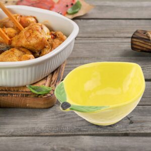 Hemoton 2pcs Ceramic Appetizer Plate Lemon Plate Dessert Plate Salad Pasta Bowls Food Serving Tray Ceramic Dessert Bowl Fruit Dish Food Platter for Snacks Fruit Salad