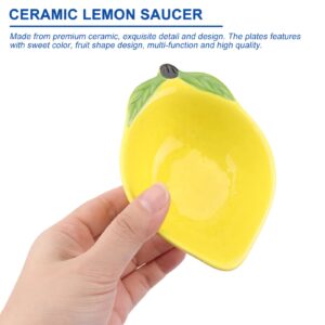 Hemoton 2pcs Ceramic Appetizer Plate Lemon Plate Dessert Plate Salad Pasta Bowls Food Serving Tray Ceramic Dessert Bowl Fruit Dish Food Platter for Snacks Fruit Salad