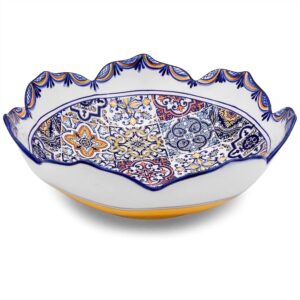 alcoa arte portuguese pottery alcobaça ceramic decorative salad serving bowl (yellow), 8.5 in x 8.5 in x 3 in inch (l x w x h), 175