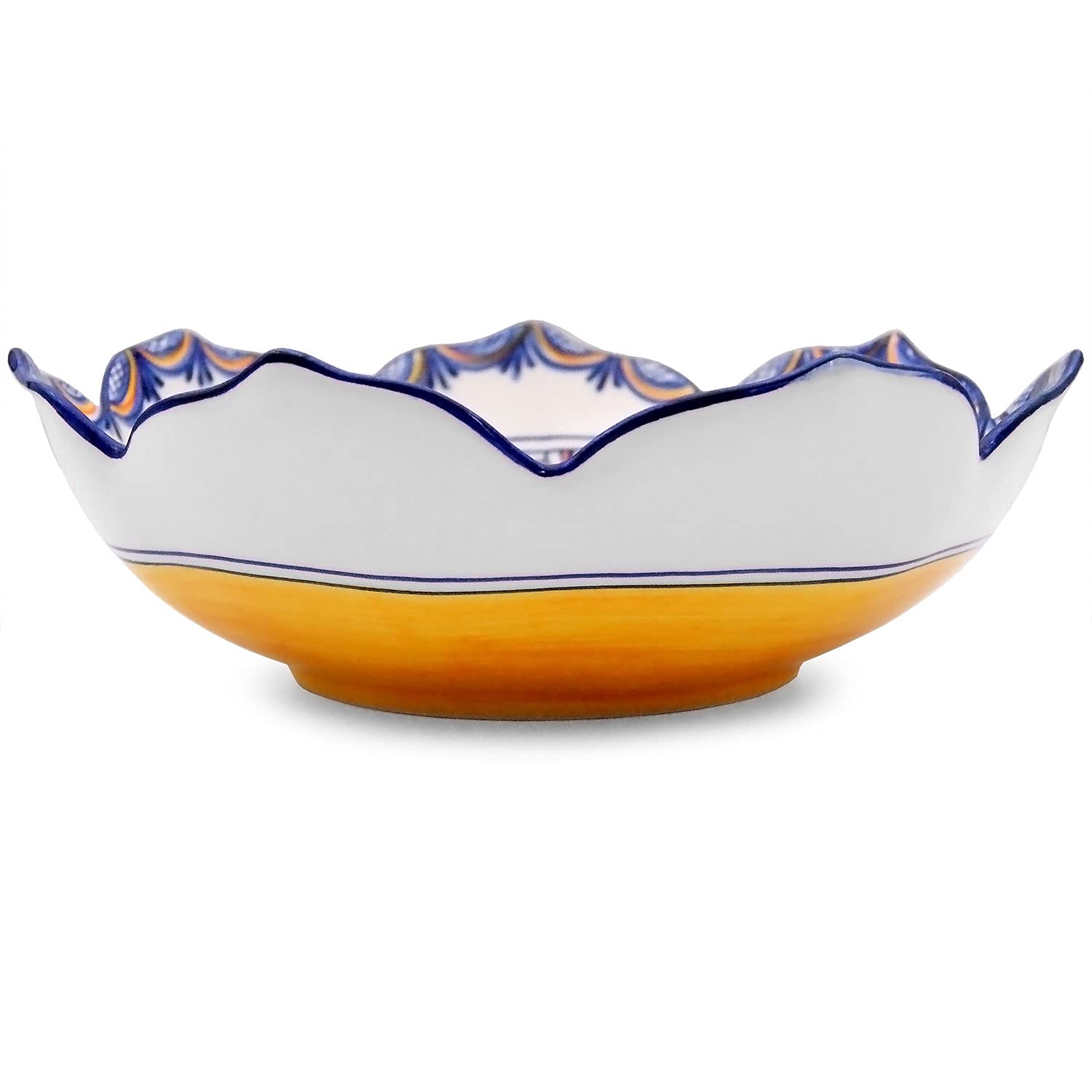 Alcoa Arte Portuguese Pottery Alcobaça Ceramic Decorative Salad Serving Bowl (Yellow), 8.5 in x 8.5 in x 3 in Inch (L x W x H), 175