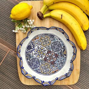 Alcoa Arte Portuguese Pottery Alcobaça Ceramic Decorative Salad Serving Bowl (Yellow), 8.5 in x 8.5 in x 3 in Inch (L x W x H), 175