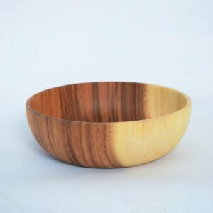 Wooden Salad Bowl 9.5" Acacia Wood Serving Bowl, Fruit Bowl, Friendly and Perfect for Salad, Vegetables and Fruit,Single Salad Bowl