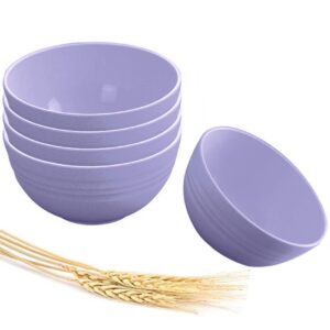 nanaous small bowls set of 5, 14 oz reusable wheat straw bowl, kitchen bowls for dessert bowls for serving soup, oatmeal, pasta and salad(purple)
