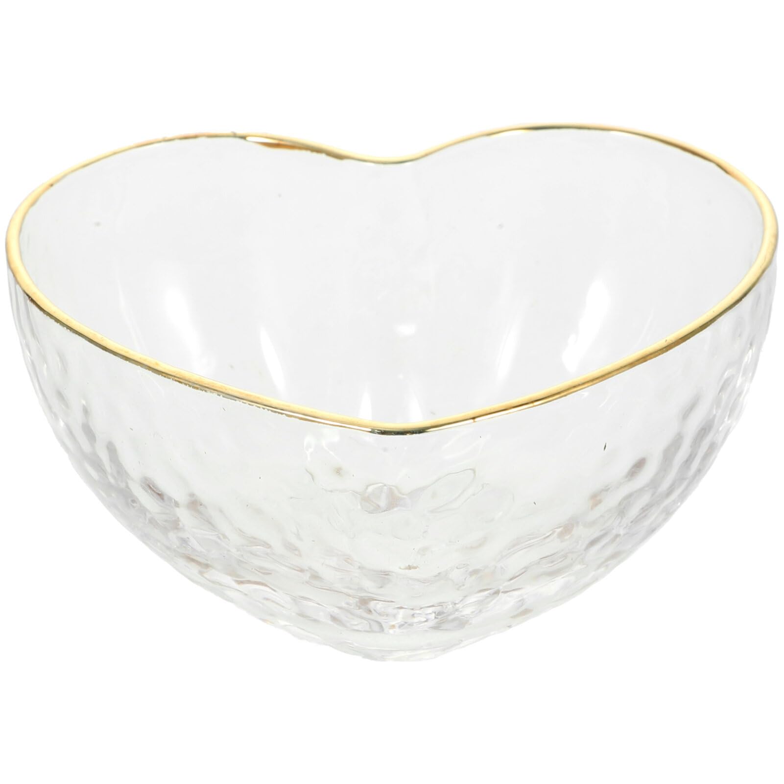 Luxshiny Glass Crystal Dessert Bowl Heart Bowl Salad Apetizer Serving Dish with Golden Trimming for Serving Fruit Salad Snack