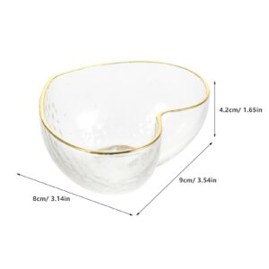 Luxshiny Glass Crystal Dessert Bowl Heart Bowl Salad Apetizer Serving Dish with Golden Trimming for Serving Fruit Salad Snack